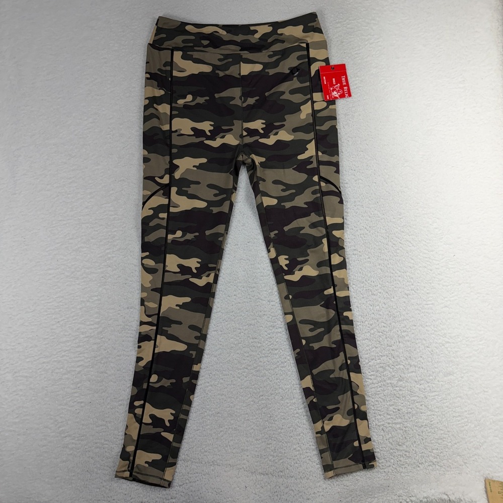 True Religion Mesh Ribbon Women’s Green Camo Gym Leggings XL (29.5x29) NWT Rare